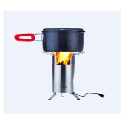 China Outdoor Smokeless Mid-steel Wood Burning Camping Stove With Fan And USB Ports for sale