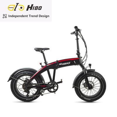 China Overseas Aluminum Alloy HIBO Warehouse Big Fat Fat Bike 500w 20*4.0 Tire Bike Electric Bicycle Ebike for sale