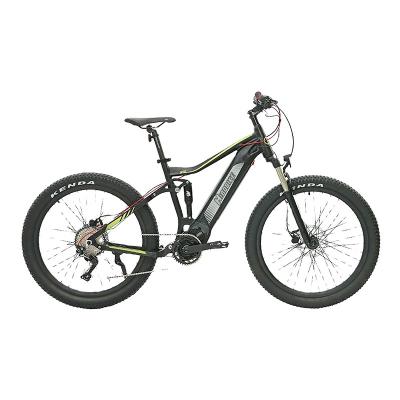 China Aluminum Alloy 27.5 INCH 48V250W Mid Motor Electric Mountain Bike Full Suspension Mountain Bike for sale