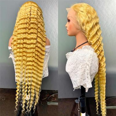 China 100% Virgin Hair Bundles Ginger Swiss Lace Front Wig Full Body Blonde 613 Lace Frontal Wig Preplucked Deep Wave Highlight Vendors Human Hair for sale