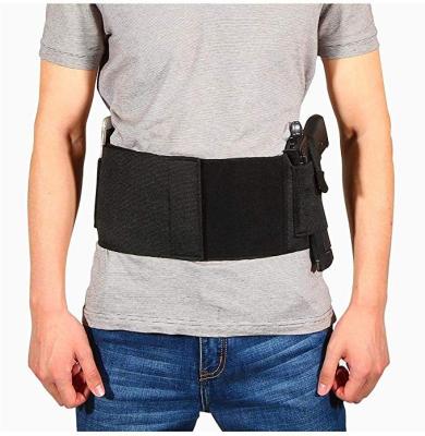 China Black Daily Multifunctional Outdoor Soft Carry Belly Gun Pistol Holster Elastic Slim Hidden Belt for sale