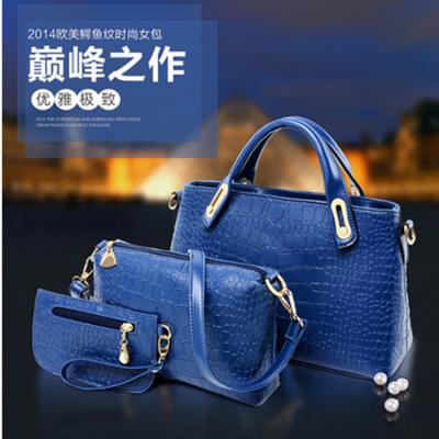 China 2015 New Summer Ladies Handbag Fashion Crocodile Large Three Piece Handbag Lady Bag Cross Bag for sale