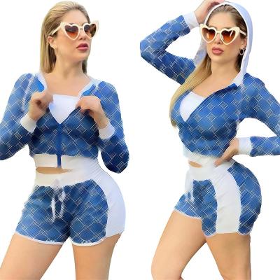 China Q6015 QUICK DRY Designer Hooded Shirt Shorts Sets Gym Famous Brand Africa Clothing Women Coat Streetwear Summer Jogger Luxury Outfits for sale