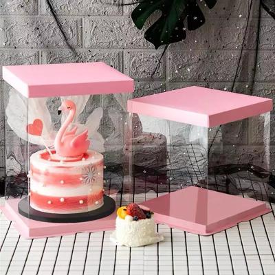 China Materials Manufacturer Accept Custom Cake Recycled Pastry Birthday Packaging Boxes Transperant Cake Box With Window for sale