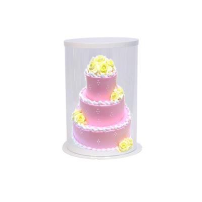 China Recycled Materials Custom Design Transparent Cake Box Round Transparent Cake Box With Handle for sale