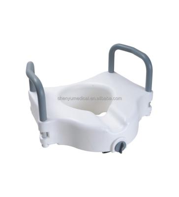 China HDPE Senior People Aluminum HDPE Portable Bidet Padded Raised Commode Cushioned Toilet Seat With Armrest for sale