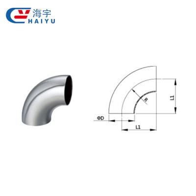 China Food Sanitary 90 Degree Long Bend Stainless Steel Pipe Fittings Welded Elbow for sale