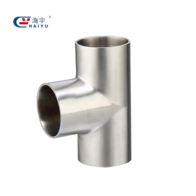 China Dairy/Water/Food/Beer/Beverage Sanitary Stainless Steel Weld Long Tee Pipe Fittings for sale