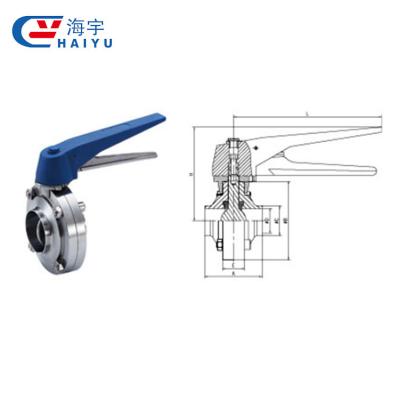 China General Stainless Steel SMS Butter Fly Valve Weld End With Gripper Handle for sale