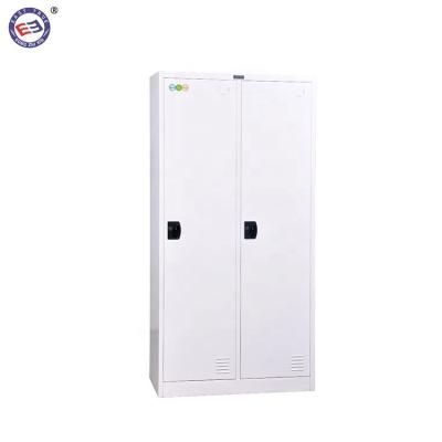 China Cheap Mordern 2 Door Locker Metal Wardrobe Clothes Locker Student Dorm Cabinets Locker With Hanging Rods for sale