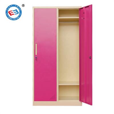 China Modern 2 Door Steel 2 Door School Student Clothing Locker Almirah Double Door Dormitory Storage Locker for sale