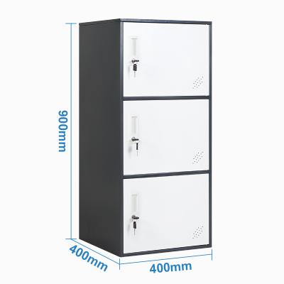 China Gray White Metal Storage Locker Office Popular Good Quality 3 Door Locker for sale