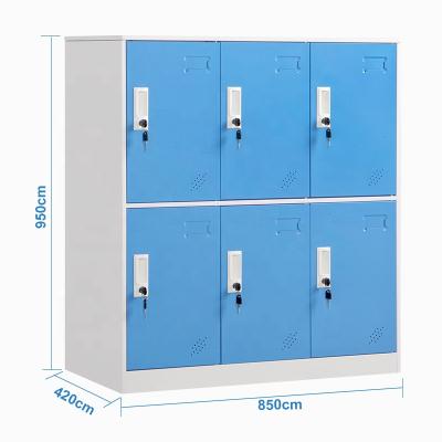 China New Modern Hot Steel Locker 6 Door Storage Cabinet Clothes Locker Hostels School Gym Steel Locker for sale