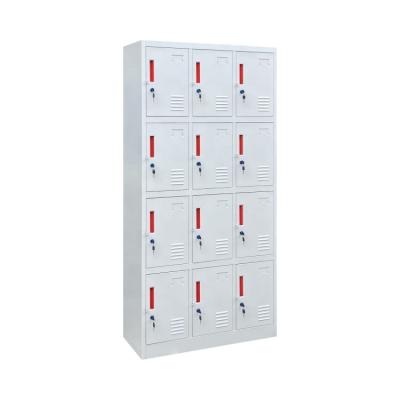 China Modern Furniture Steel Clothe Iron 12 Door Locker Student Gym Staff 4 Tier Metal Wardrobe Locker for sale