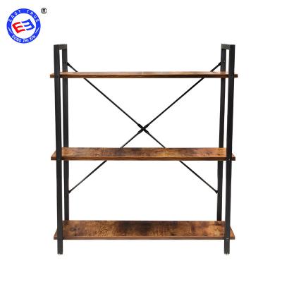 China Industrial Adjustable Metal Bookcase 3 Tier Wood Shelves (Others) Bookcase Furniture Vendor Industrial Wood Racks for sale