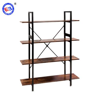 China Sustainable New Design 4 Tiers Metal And Wood Shelf For Home Kitchen Living Room Storage Rack for sale