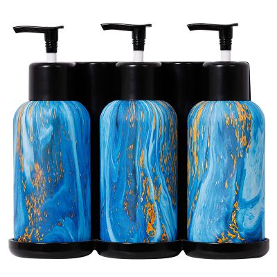 China Sea Coastal 300ML High Quality Triple Colored Soap Dispenser Locked Pump For Resort for sale