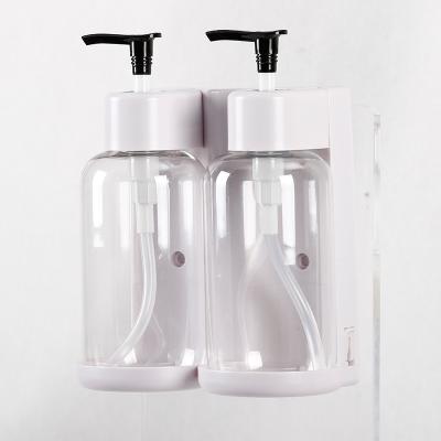 China High End Double Soap Dispenser 300ml ABS Plastic Wall Mounted Shampoo Conditioner Hotel Double Liquid Soap Dispenser for sale