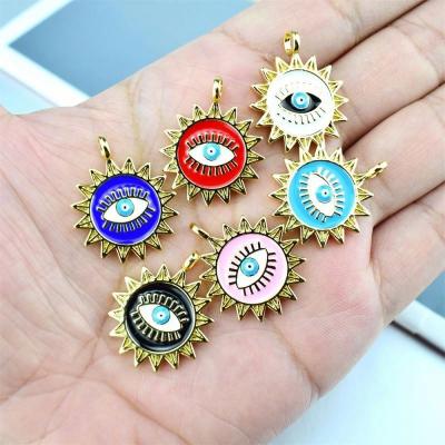 China Wholesale Trendy Jewelry Accessories Charm Wholesale Accessories DIY Delicacy Diy Women Fashion Gold Plated Enamel Turkish Evil Eyes Pendants for sale