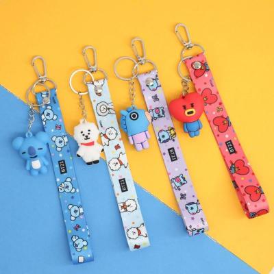 China New Youth Group 21 Plastic Bulletproof Korean Cartoon Doll Key Bag Pendant for sale