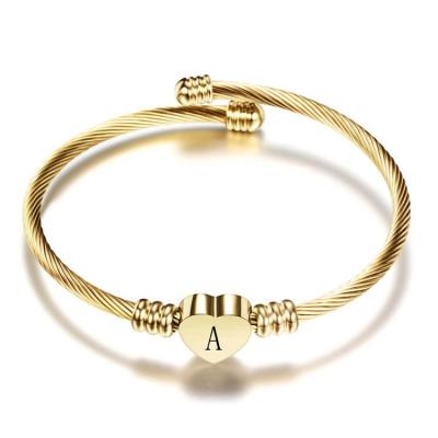 China High Quality Gold Stainless Steel Letter Bracelets Bangle Couples Bracelet Gifts Gold Stainless Steel Bracelet Watches Bangle Bracelets Gifts For Lover for sale