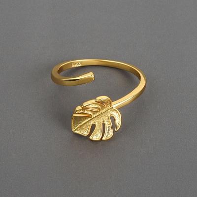 China TRENDY Gold Plated Jewelry Rings 18K Olive Leaf Tree Branch Leaves Open Ring Women Girl Wedding Adjustable Real Gold Color for sale