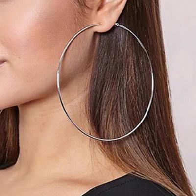 China TRENDY Large Stainless Steel Circle Hoop Earrings Exaggerate Smooth Hoop Gold Round Hoop Earring For Women Earring for sale