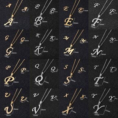 China TRENDY Fashion Stainless Steel 2pc 18k Gold Plated 26 Initial Letter Necklace Stud Dangle Earrings Set For Women Jewelry for sale