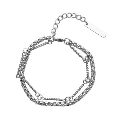 China Europe and America stainless steel bracelet jewelry double chain for sale