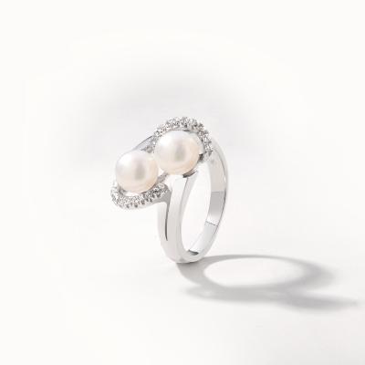 China Zircon CLASSIC S925silver, 18k, 14k and 9k gold simple pearl customization ring style ring for sale