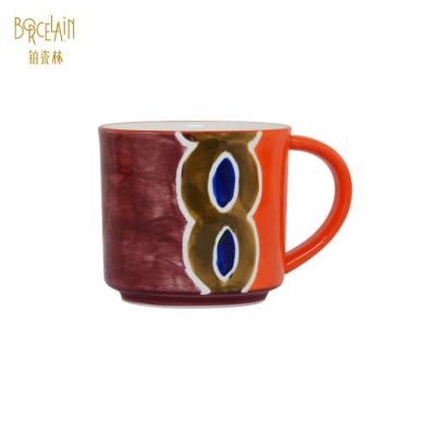 China Wholesale Viable Inside Sublimation Porcelain Round Handle Coffee Mugs Ceramic Mugs With Spoon for sale