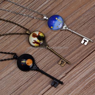 China New Design The Little Prince jewelry Children murano Glass Dome key pendant Necklace for sale