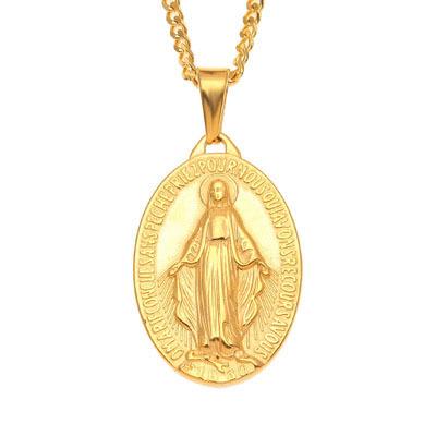 China Women Silver Color/Gold Color Our Lady Jewelry Wholesale Colar Cross Trendy Chain Virgin Mary Pendant Necklace for sale