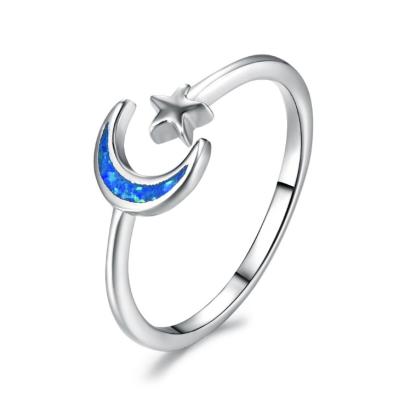 China Women Girls Teardrop High Polish Adjustable Stainless Steel Moon Star Ring for sale