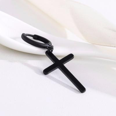 China Fashion trend simple Cross earrings stainless steel earrings for men for sale