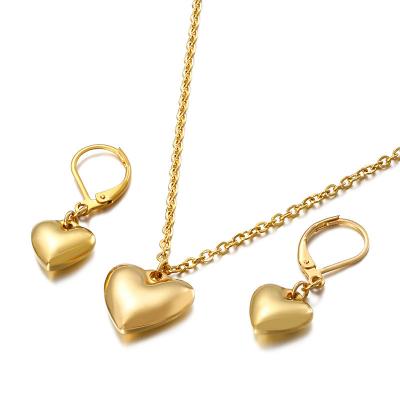 China Indian heart necklace earring jewellery set 18k gold plated stainless jewelry set for sale