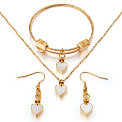 China 3 pcs Cute Heart Shaped Necklace Earrings Sets Jewelry  Kid Children Lovely Gold Color Jewelry Sets for Girls for sale