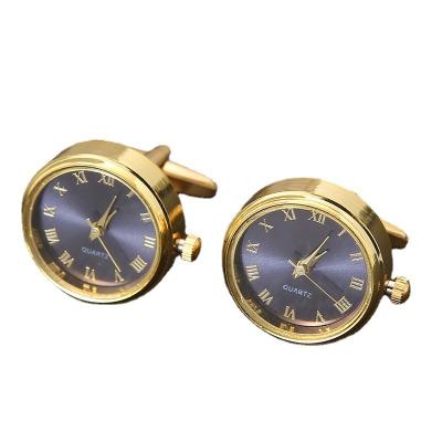 China Men's luxury clock cufflinks classic French fashion rotatable clock golden cufflinks holiday gifts necessary Te koop