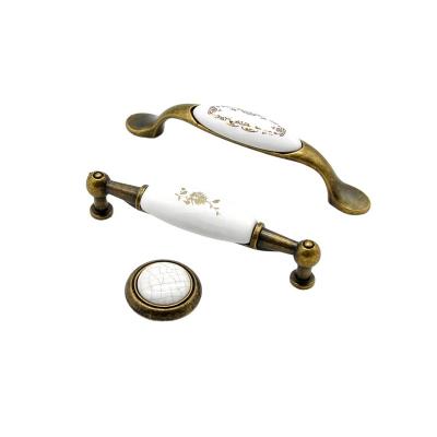 China Corrosion preventive Classic ceramic kitchen cabinet handles drawer zinc ceramic cabinet handles Ceramic knobs for sale