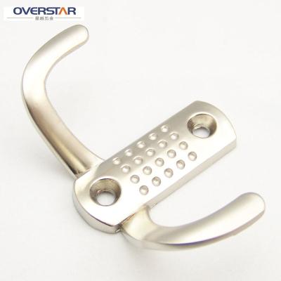 China Corrosion preventive mount coat cloth hook Wall Hook Furniture Hardware Heavy Duty Zinc Alloy Metal Double Prongs brushed Zinc Alloy Metal Wall Hooks for sale