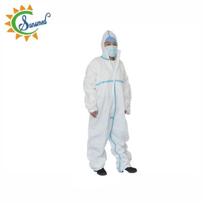 China Economical Nonwoven Breathable Protective Disposable Work Coveralls Disposable Coverall Film Coverall With Hood Te koop