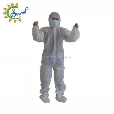 China Economic Nonwoven White Coverall Disposable Coverall With Hood Coverall With Shoe Cover à venda