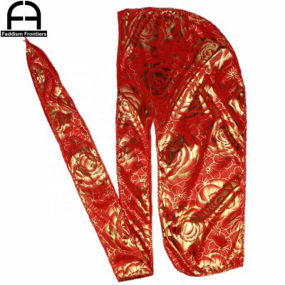 China Rose Print High Quality Silky Soft Durag Men Do Rags for sale