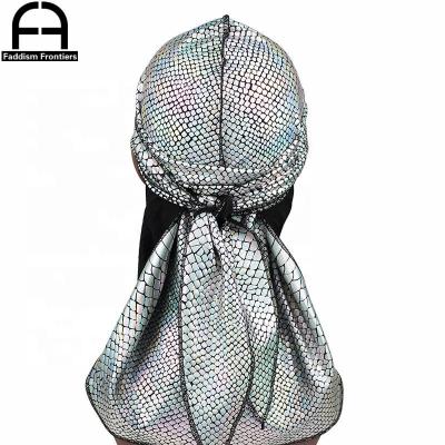 China Soft Reflective Durag Men's Durag Durag Turban Bandanas Headwear Headband Hat Hair Accessories for sale