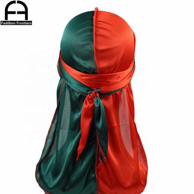 China Soft Patchwork Silky Durag Bandanas For Men Wave Silk Durag Hat for sale