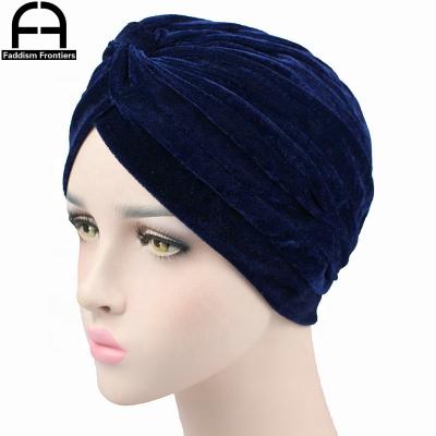 China Women's Velvet Soft Turban Chemo Cap Turbante Hat for sale