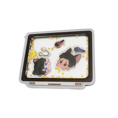 China Advertising Custom Printed Cartoon Anime Acrylic Flip Moving Charms With Keychains Pendant For Christmas Gift for sale