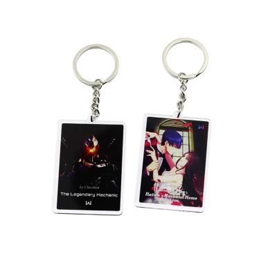 China Advertising Factory Wholesale Rectangle Shape Single Side Clear Anime Acrylic Key Chain Custom for sale