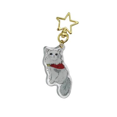 China Plastic JOUNOVO Customized Double Sided Cute Cat Shape Glitter Epoxy Acrylic Key Chain for sale