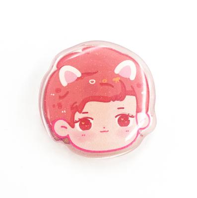 China Plastic Custom Acrylic Baby Head Pink Clip Image Design Cartoon Fashion Double Side Printed for sale